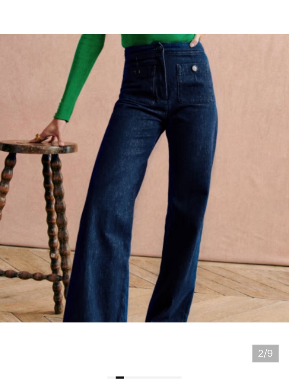 Sezane Deep Blue Wide-Leg Denim Trousers - Picture 6 of 11